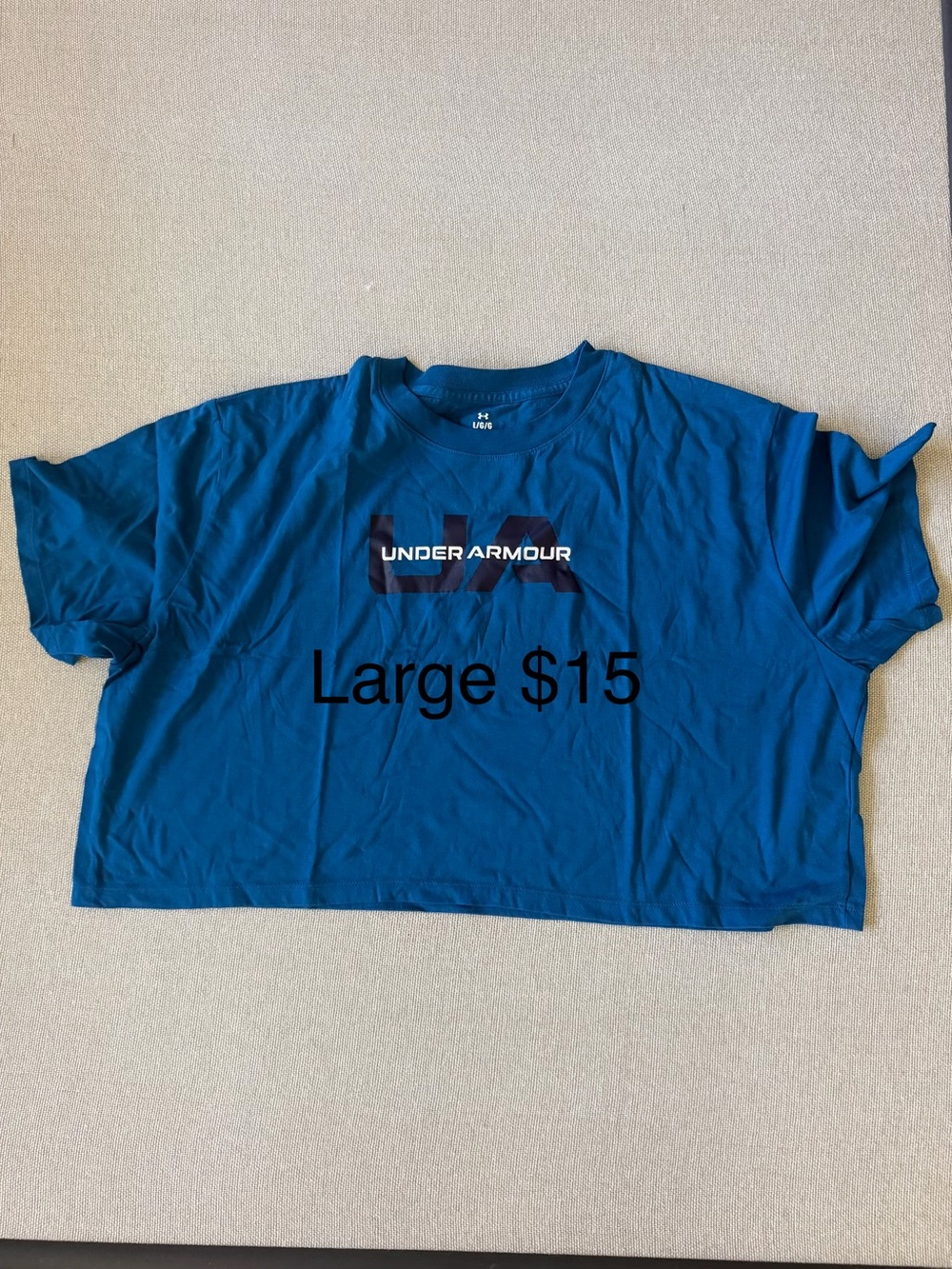 Under Armour Teal Blue Logo Crop Tee
